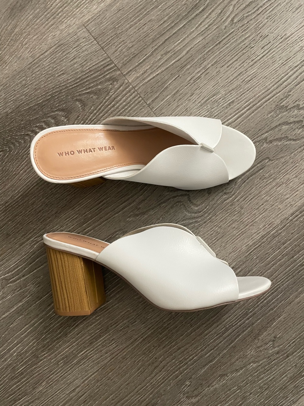 Who What Wear white block heels, size 10